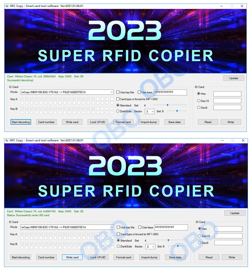 RFID Copier Duplicator 125KHz Key fob NFC Smart Card Reader Writer 13.56MHz Encrypted Programmer USB UID T5577 EM4305 Cards Tags