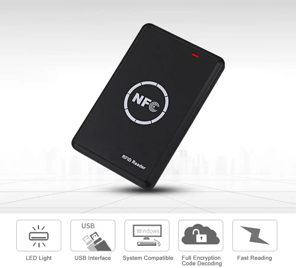 RFID Copier Duplicator 125KHz Key fob NFC Smart Card Reader Writer 13.56MHz Encrypted Programmer USB UID T5577 EM4305 Cards Tags