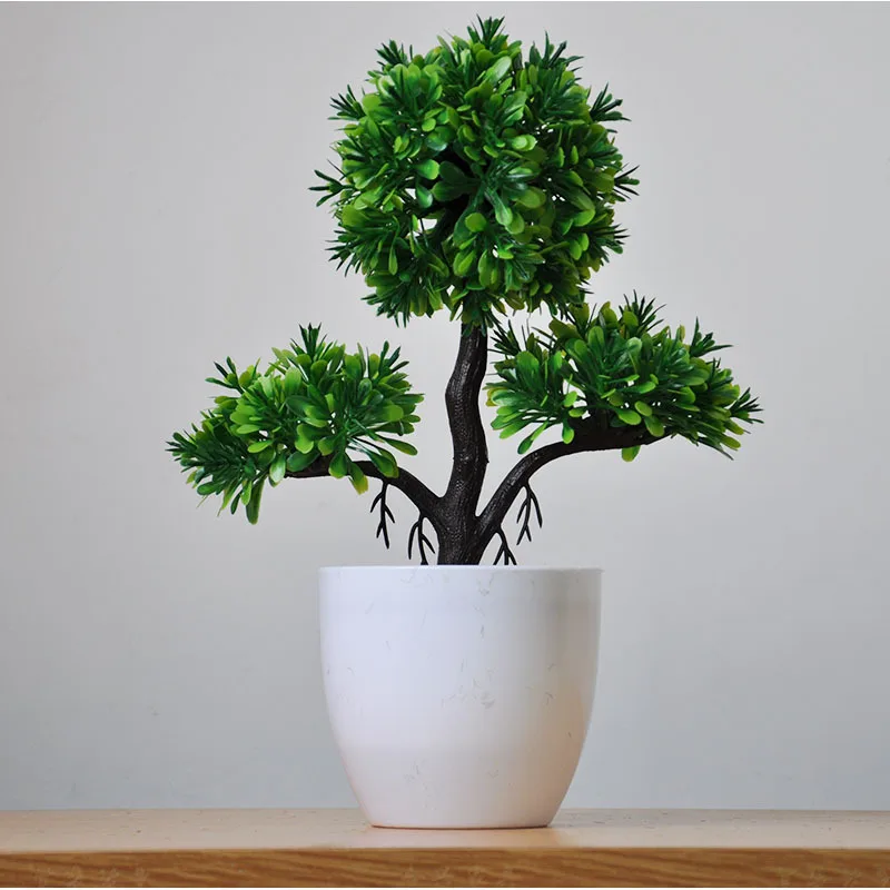 Artificial Plants Potted Bonsai Green Small Tree Plants Fake Flowers Potted Ornaments for Home Garden Decor Party Hotel Decor