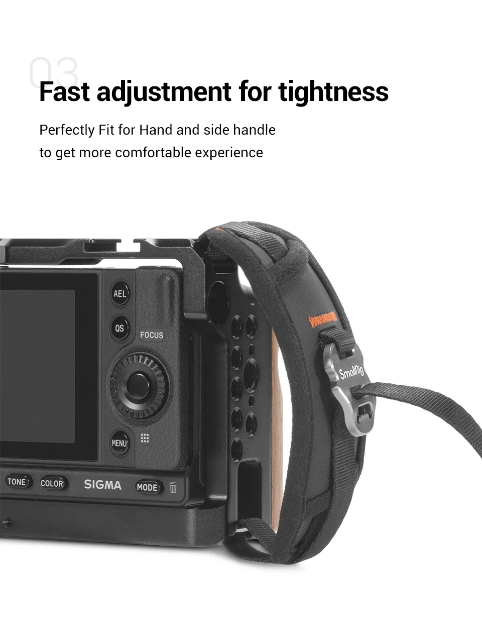 SmallRig Universal Hand Strap For DSLR Camera Cage Side Handgrip With Strap Slot Case Adjustable Secure Grip Support Rig -2456