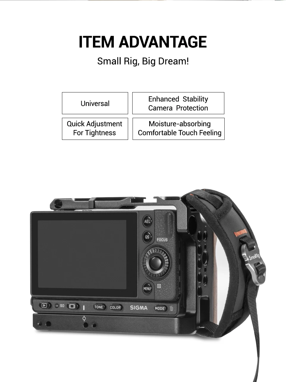 SmallRig Universal Hand Strap For DSLR Camera Cage Side Handgrip With Strap Slot Case Adjustable Secure Grip Support Rig -2456
