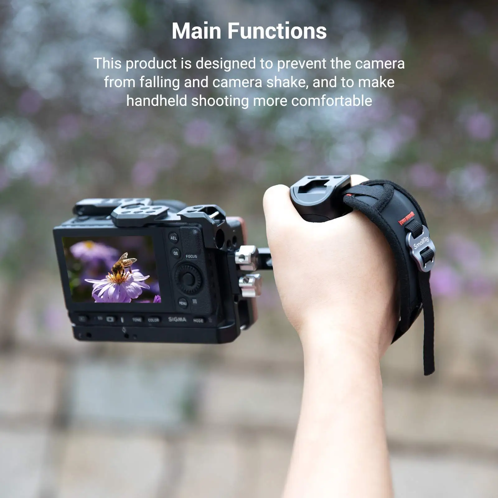 SmallRig Universal Hand Strap For DSLR Camera Cage Side Handgrip With Strap Slot Case Adjustable Secure Grip Support Rig -2456