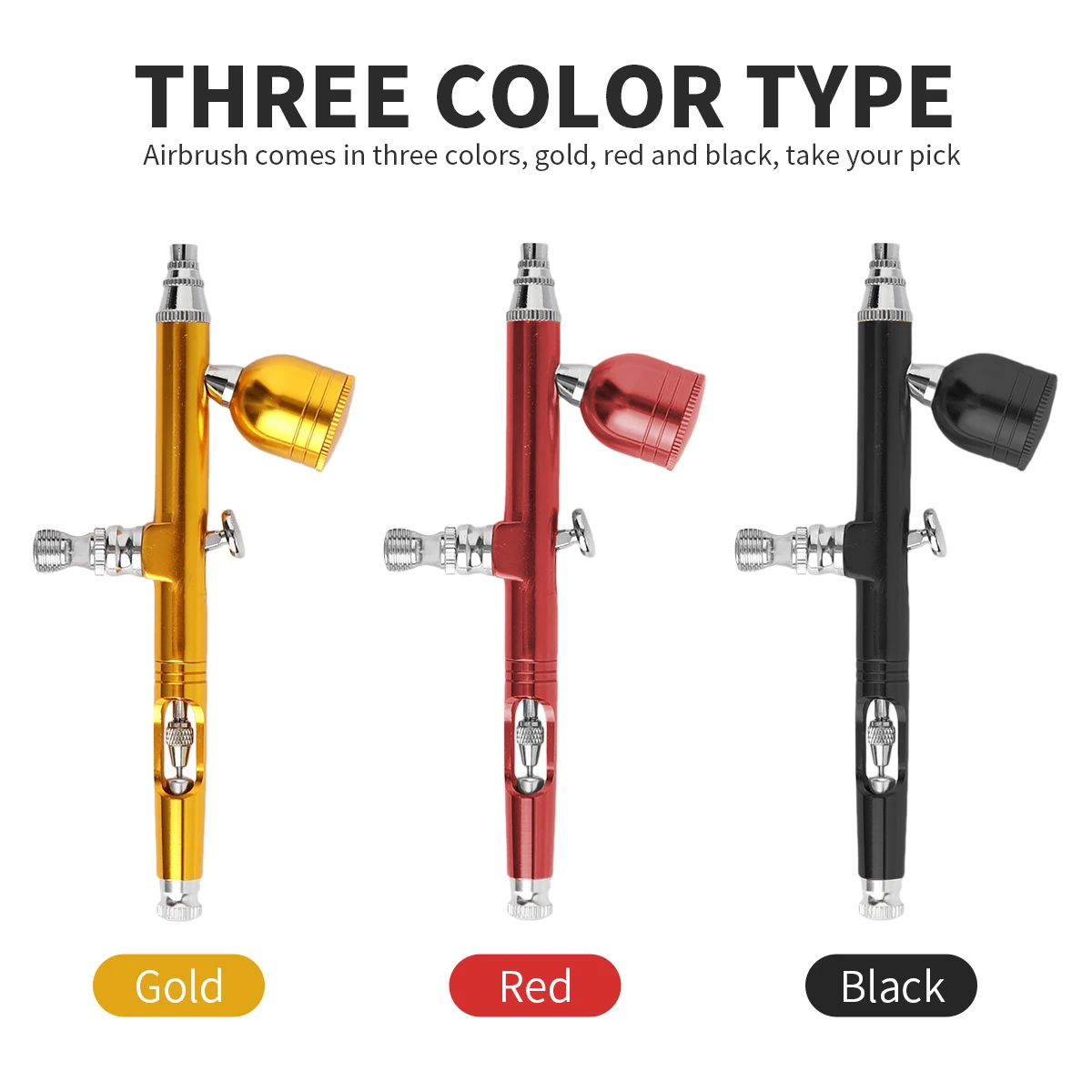 0.3mm Dual Action Airbrush 7cc Fluid Cups Quick Remove Air brush Cap Design Gravity Feed Set for Model Cake Art