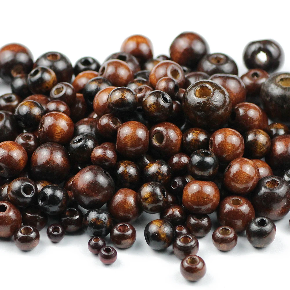 10~500pcs Brown Natural Wooden Beads 5/6/8/10/12MM Eco-Friendly wood Round Loose beads for Jewelry makeing bracelet DIY