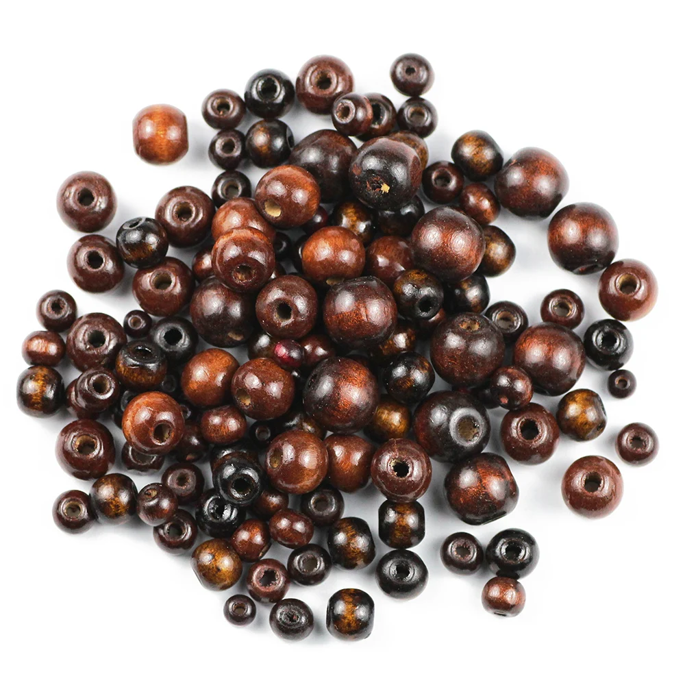 10~500pcs Brown Natural Wooden Beads 5/6/8/10/12MM Eco-Friendly wood Round Loose beads for Jewelry makeing bracelet DIY