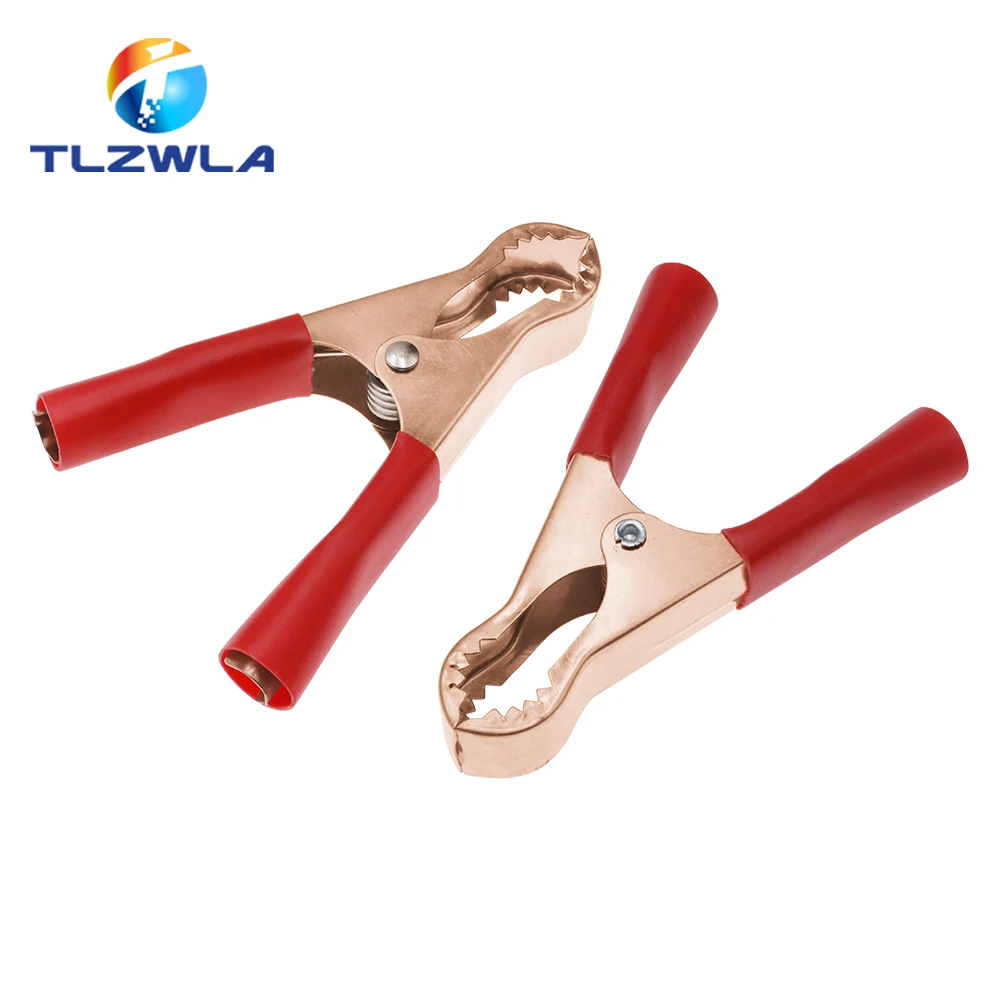 2Pcs 50A Red + Black 80mm Crocodile Car Caravan Van Battery Test Lead Clips Best Promotion Alligator Clips