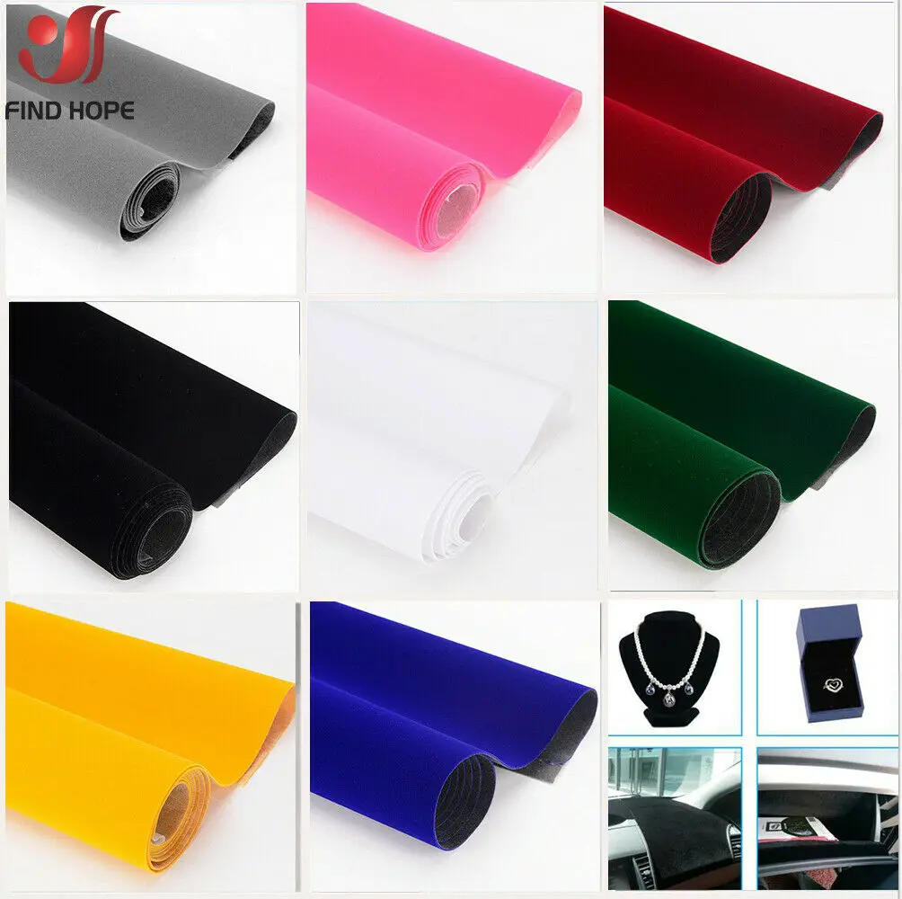 20 X 15 cm / 20 X 145 cm / 40 X 145 cm Self-adhesive Velvet Flock Liner Jewelry Contact Paper Craft Fabric Sticker Multi Color