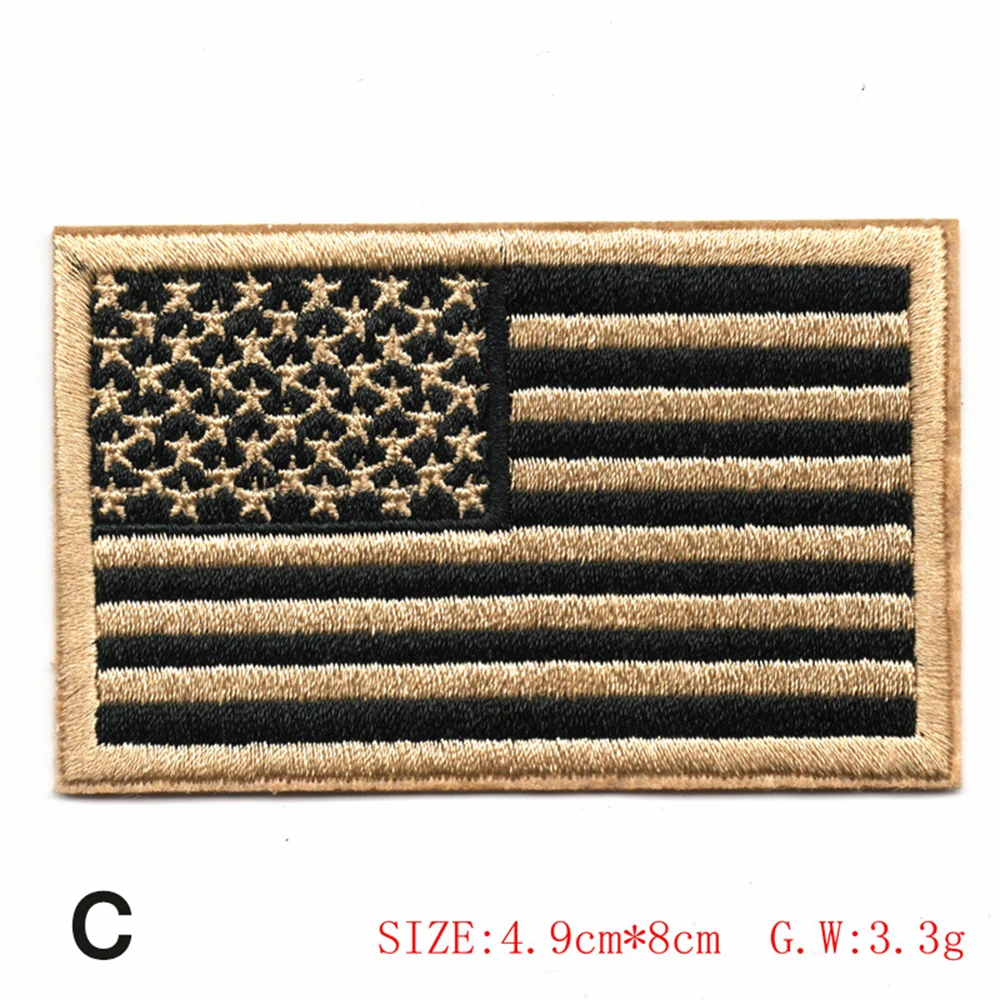Embroidered Thread American Flag Embroidered Patch Patriotic USA Tactics Patch Punk Style Patch Men Women Kids Decor