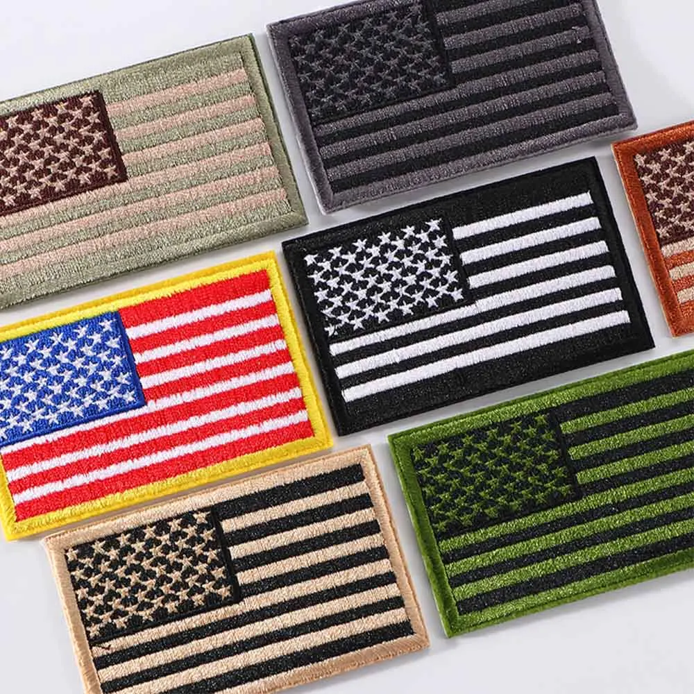 Embroidered Thread American Flag Embroidered Patch Patriotic USA Tactics Patch Punk Style Patch Men Women Kids Decor