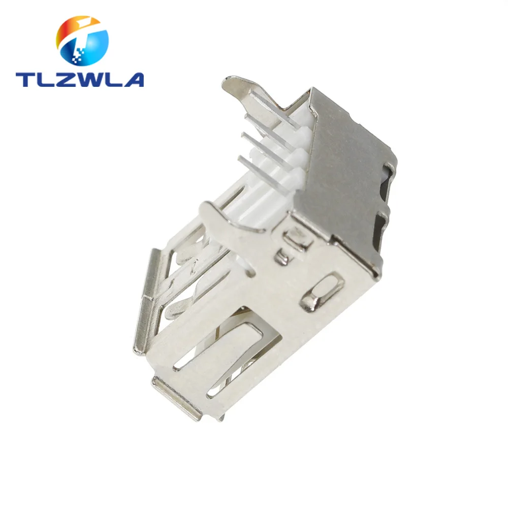 10PCS USB 2.0 4Pin A Type Female Socket Connector G54 2 feet 90 degree Data Transmission Charging