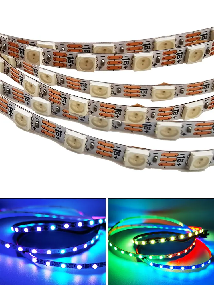 1M DC5V 90 120 200 LEDs/m WS2812C 2020 LED Addressable pixel LED Strip Flexible RGB Full Color Strip IP20 White PCB 4mm Wide PCB