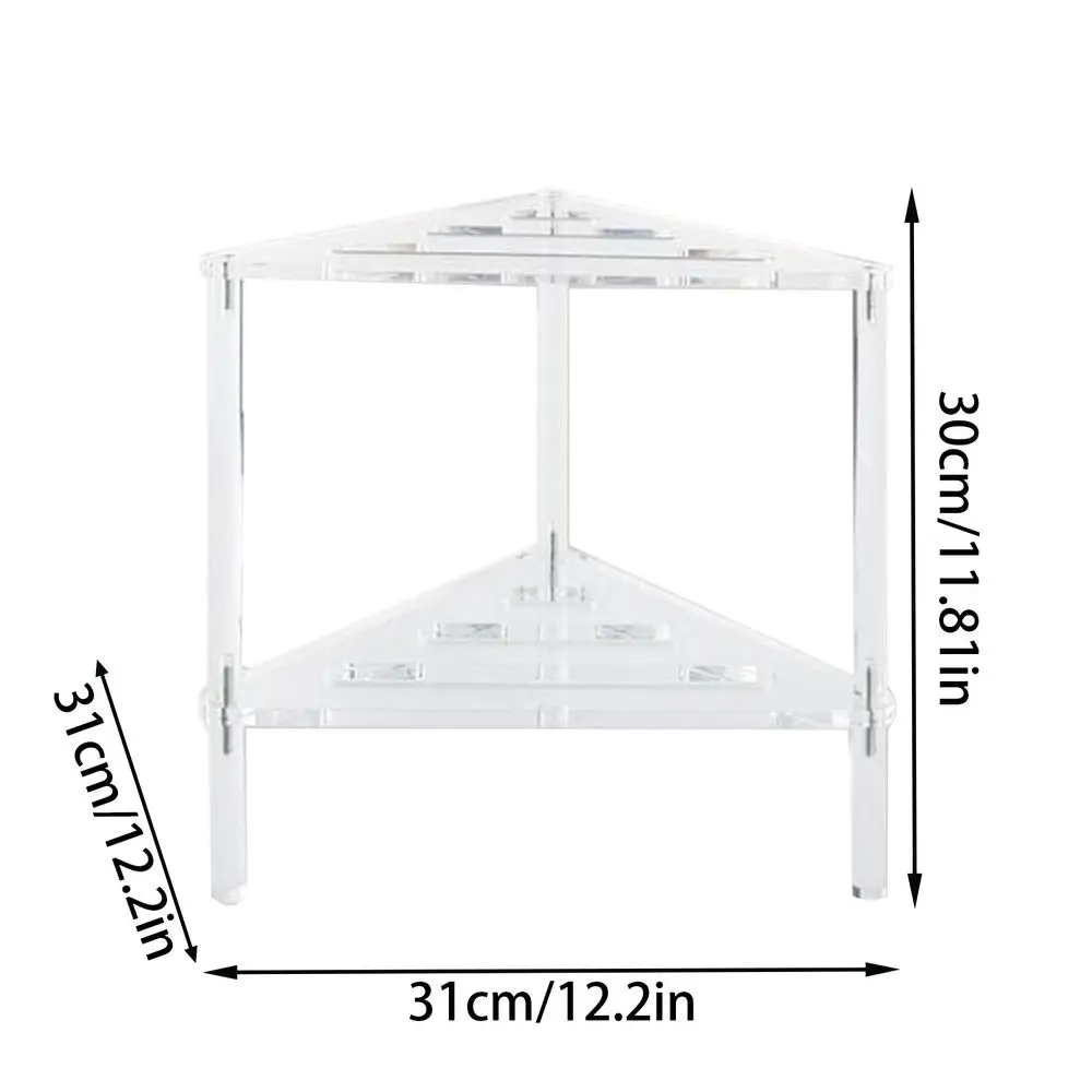 Acrylic Corner Shower Stool Non-Slip Shower Caddies Stool Stable Heavy Duty Bathing Chairs With Storage Shelf For Bathroom