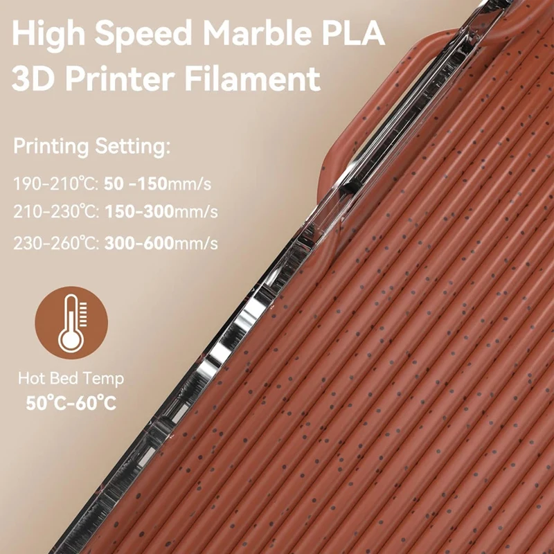 JAYO PLA Filaments 5 Rolls High-speed PLA Marble 1.75mm FDM 3D Printer Materials Neatly Wound High Toughness for FDM 3D Printer