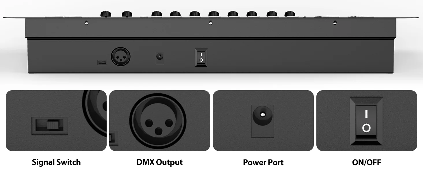 GWONG AC 100-240V Black Grand Console DMX and MIDI Operator 192 Channel Light Controller for Live Concerts KTV DJs Clubs