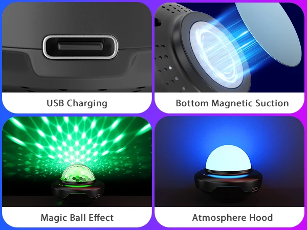 U'King 2PCS USB Mini Voice-Activated Magic Ball Light LED Disco Ball Light DJ Atmosphere Light Remote Control Strobe Night Light