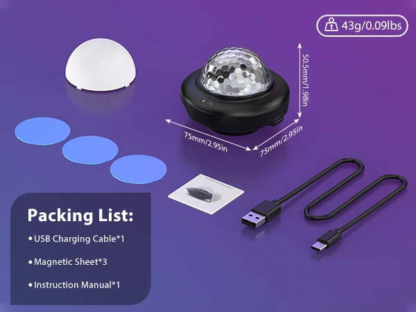 U'King 2PCS USB Mini Voice-Activated Magic Ball Light LED Disco Ball Light DJ Atmosphere Light Remote Control Strobe Night Light