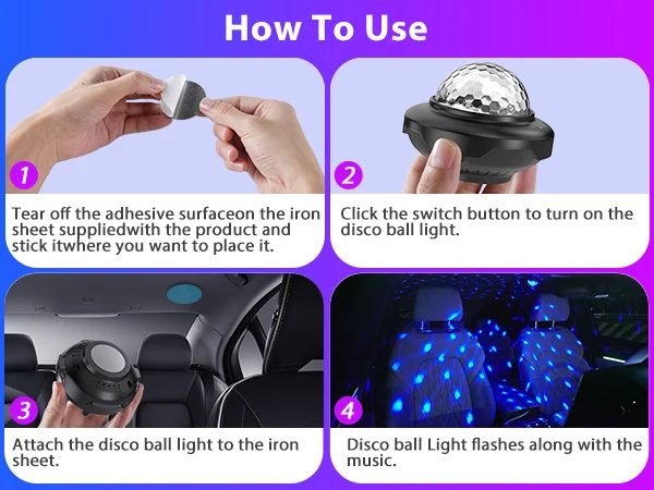 U'King 2PCS USB Mini Voice-Activated Magic Ball Light LED Disco Ball Light DJ Atmosphere Light Remote Control Strobe Night Light