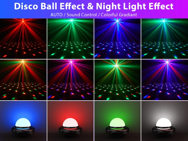 U'King 2PCS USB Mini Voice-Activated Magic Ball Light LED Disco Ball Light DJ Atmosphere Light Remote Control Strobe Night Light
