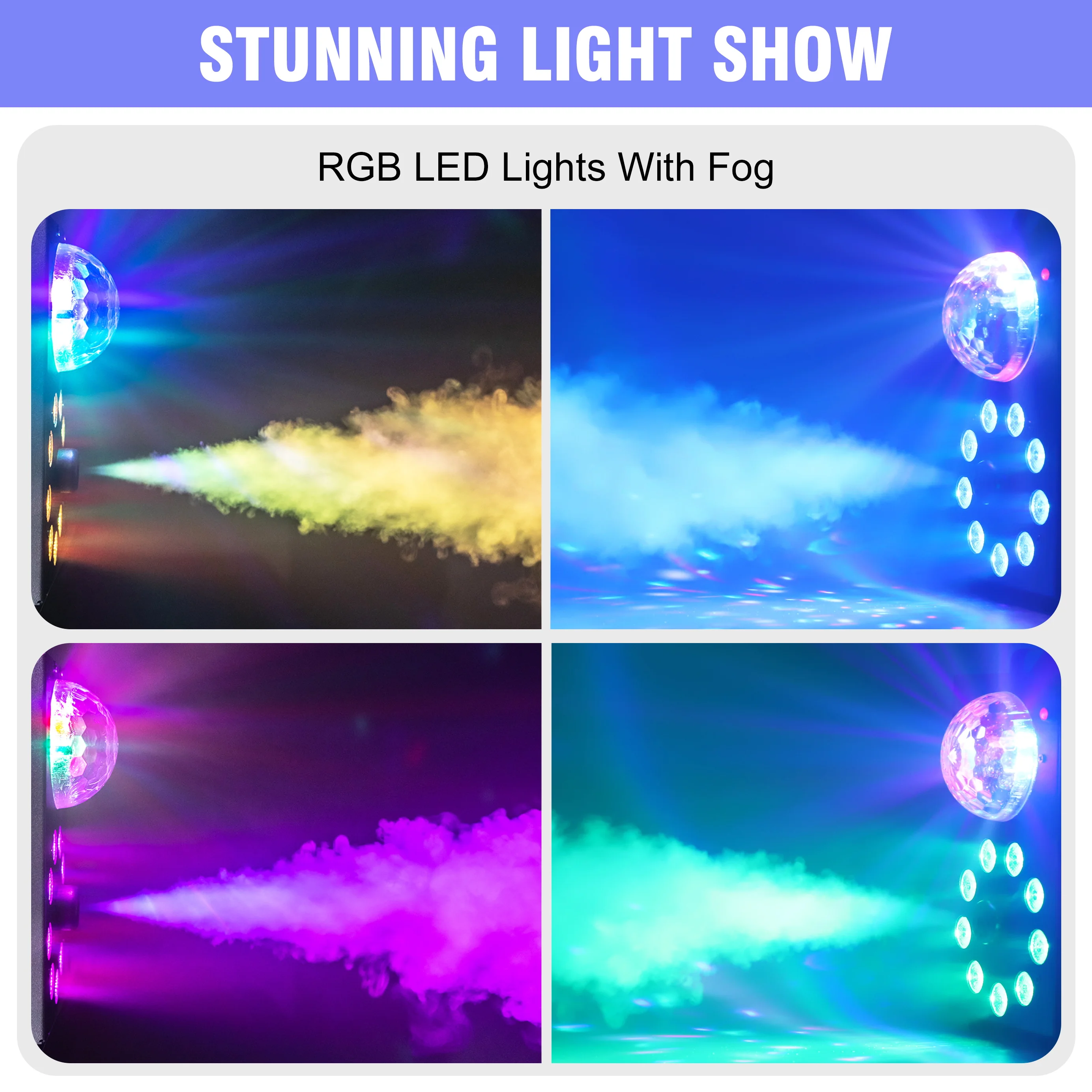 U'King 700W Smoke Machine Wireless Remote Control Effect Fogger 3in1 LED RGB Stage Light Fog Machine DJ Halloween Christmas