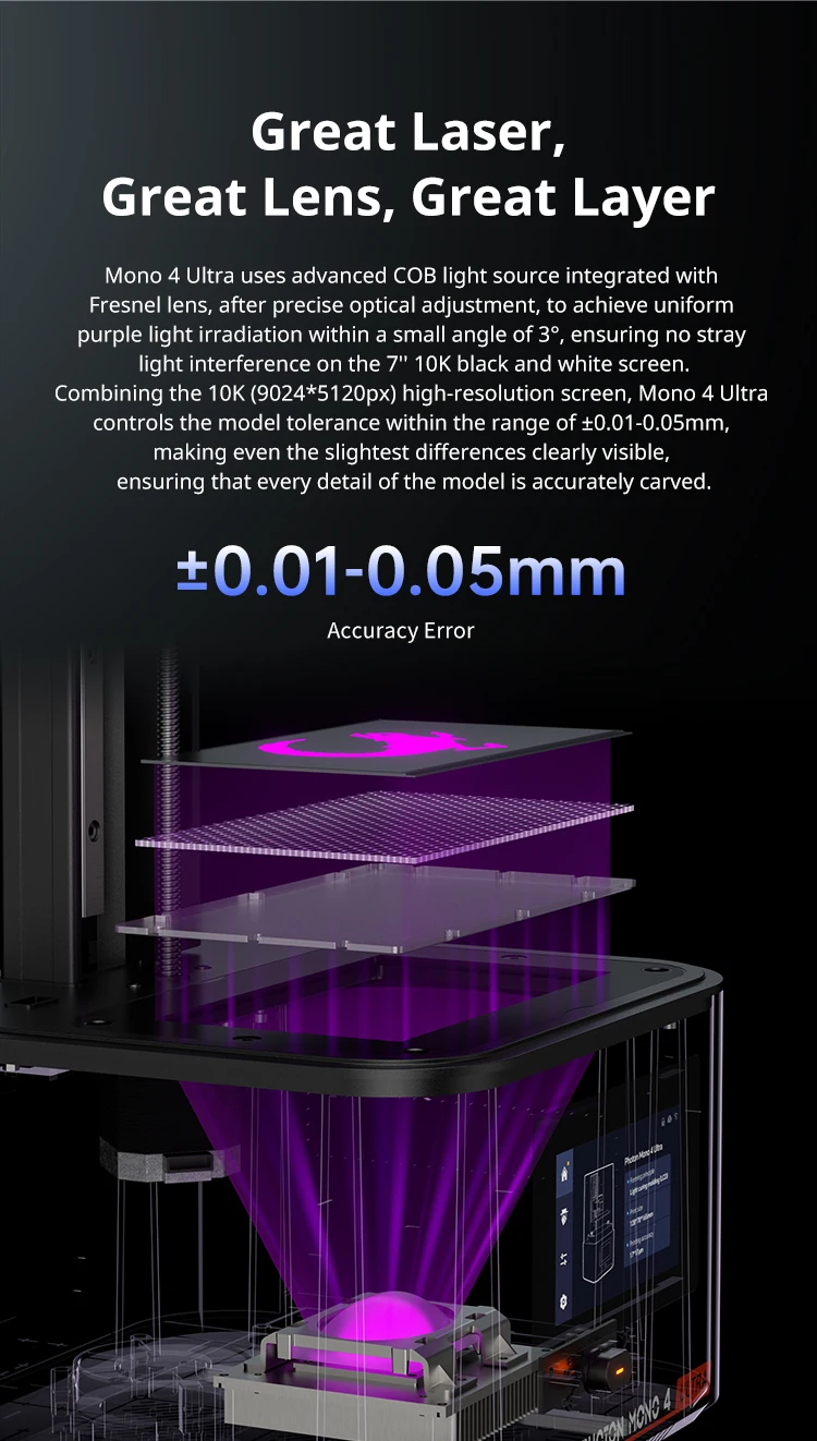 ANYCUBIC Photon Mono 4 Ultra LCD 3D Printer 7" 10K High Precision UV Resin 3D Printing 2.2L Build Volume Size 236mm*231mm*430mm