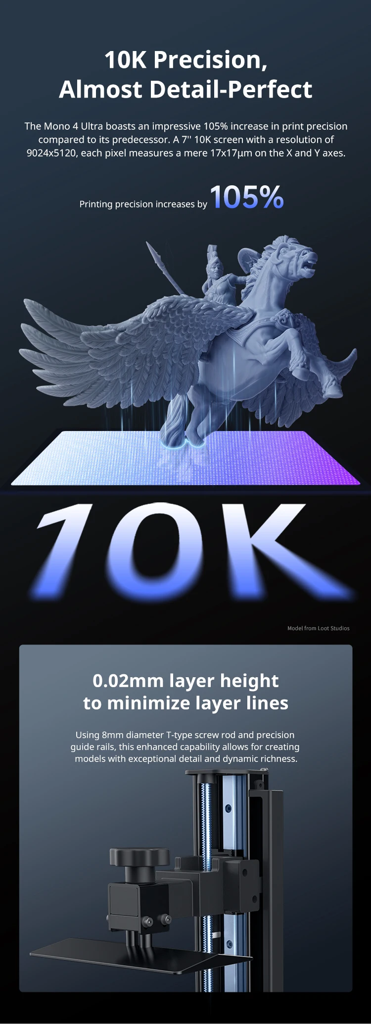 ANYCUBIC Photon Mono 4 Ultra LCD 3D Printer 7" 10K High Precision UV Resin 3D Printing 2.2L Build Volume Size 236mm*231mm*430mm