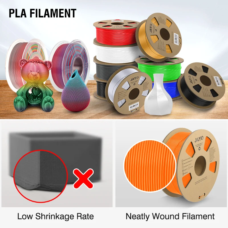 JAYO 3D Filament PLA 8Rolls 10Rolls 175mm 3D Printing No Bubbles No Drawing Smooth Multiple Colors Optional 11kg For 3D Printing
