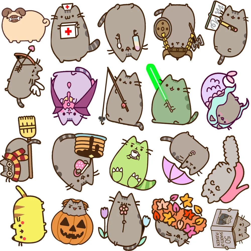 10/30/50pcs Kawaii Chunky Cat Stickers Cute Decorative Stationery Scrapbook Notebook Phone Diary DIY Waterproof Kids Sticker Toy