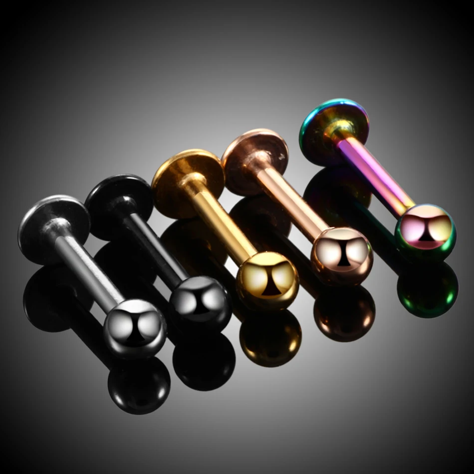 H-S Lot 1Piece Surgical Steel Assorted Colors Labret Stud Lip Piercing Ear Cartilage Tragus Helix Ring Fashion Charming Jewelry