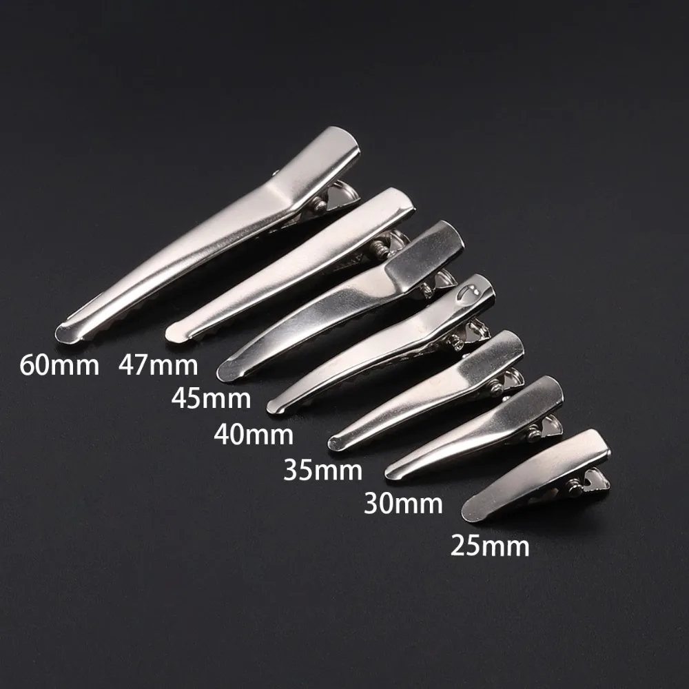 20/50pcs 25-60mm Hair Clip For Jewelry Making Single Prong Alligator Hairpin With Teeth Blank Setting Base For DIY Hair Clips