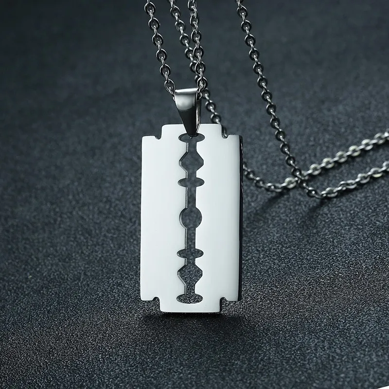 Stylish Double Edge Razor Blades Pendant for Men Necklace Stainless Steel Casual Male Collar Gifts With 20"/24" Chain
