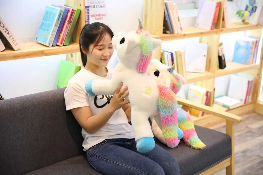 40/60/80cm Stuffed Animal Dolls Kawaii Cartoon Rainbow Unicorn Plush toys Present Toys Birthday Gift