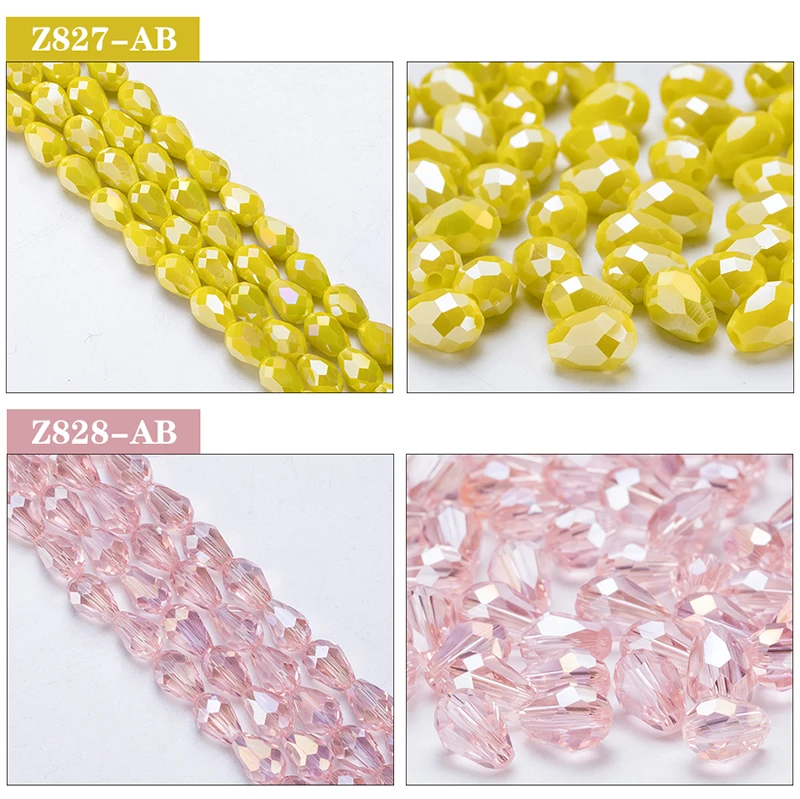 6x8mm Austria Faceted Teardrop Glass Beads AB Color Waterdrop Crystal Beads Loose Spacer Beads for Jewelry Making DIY Bracelet