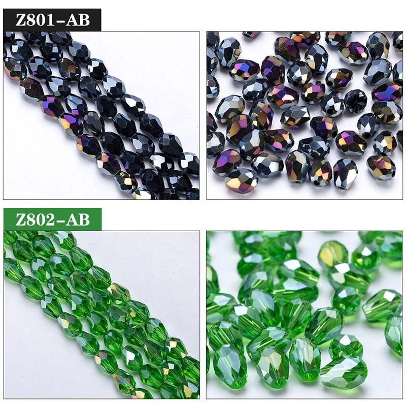 6x8mm Austria Faceted Teardrop Glass Beads AB Color Waterdrop Crystal Beads Loose Spacer Beads for Jewelry Making DIY Bracelet