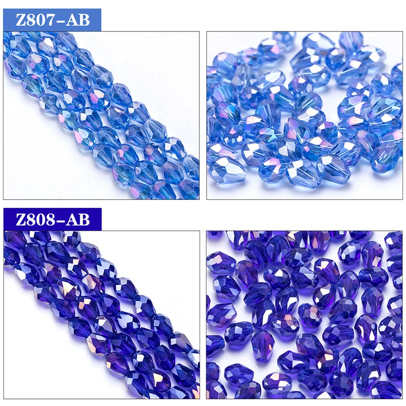 6x8mm Austria Faceted Teardrop Glass Beads AB Color Waterdrop Crystal Beads Loose Spacer Beads for Jewelry Making DIY Bracelet