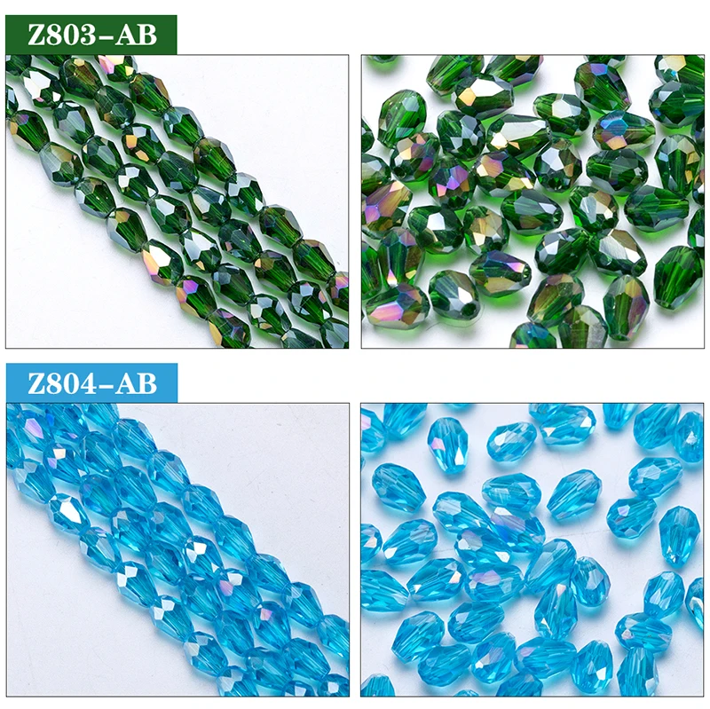 6x8mm Austria Faceted Teardrop Glass Beads AB Color Waterdrop Crystal Beads Loose Spacer Beads for Jewelry Making DIY Bracelet