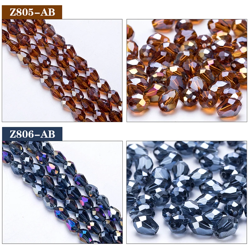 6x8mm Austria Faceted Teardrop Glass Beads AB Color Waterdrop Crystal Beads Loose Spacer Beads for Jewelry Making DIY Bracelet