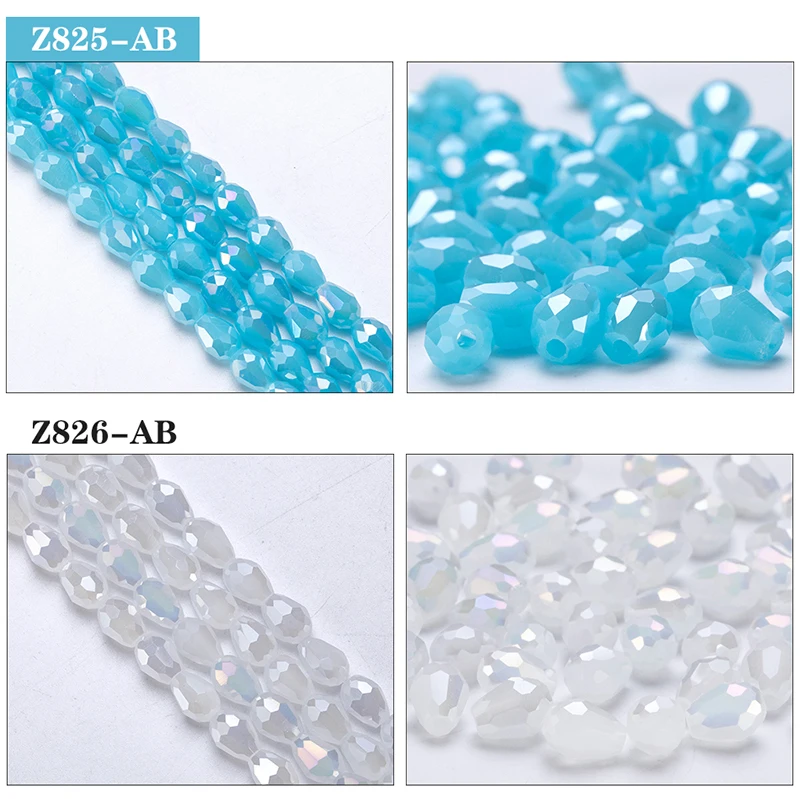 6x8mm Austria Faceted Teardrop Glass Beads AB Color Waterdrop Crystal Beads Loose Spacer Beads for Jewelry Making DIY Bracelet