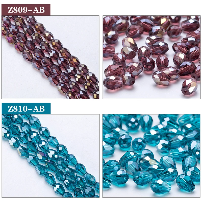6x8mm Austria Faceted Teardrop Glass Beads AB Color Waterdrop Crystal Beads Loose Spacer Beads for Jewelry Making DIY Bracelet