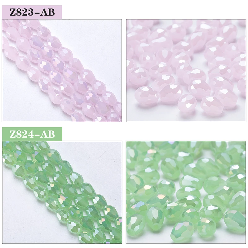 6x8mm Austria Faceted Teardrop Glass Beads AB Color Waterdrop Crystal Beads Loose Spacer Beads for Jewelry Making DIY Bracelet