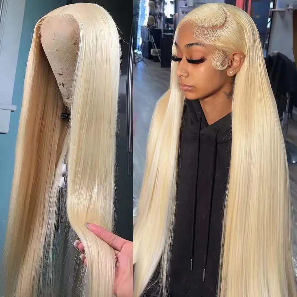 13x6 HD Transparent 613 Blonde Lace Frontal Human Hair Wigs Brazilian Straight Lace Front Human Hair Wigs Can Be Dyed Any Color