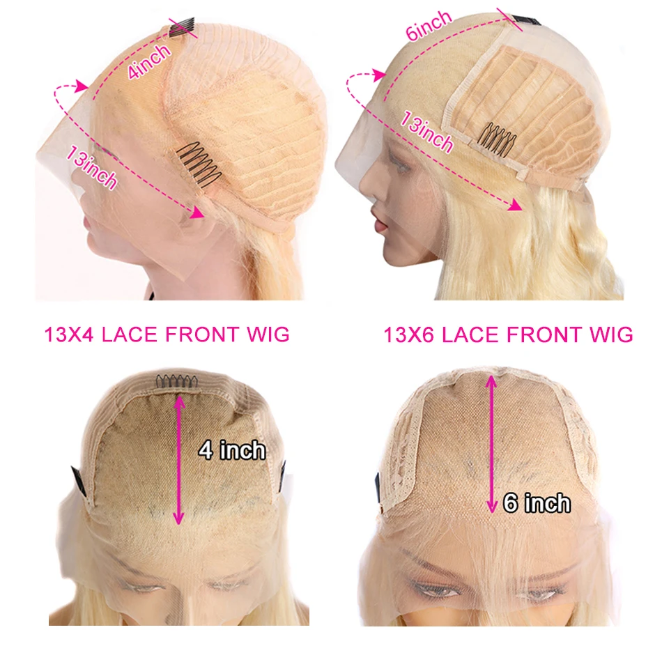13x6 HD Transparent 613 Blonde Lace Frontal Human Hair Wigs Brazilian Straight Lace Front Human Hair Wigs Can Be Dyed Any Color