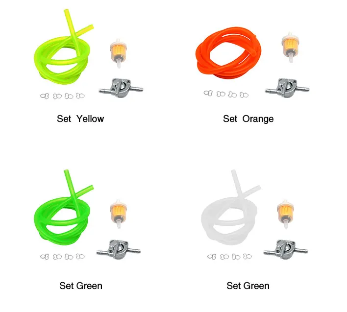ZS Racing Universal 6mm Motorcycle Petrol Fuel Tap Inline Petcock Switch 1M Fuel Pipe Hose + 1 Oil Filters+ 4 Clips