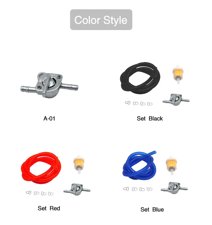 ZS Racing Universal 6mm Motorcycle Petrol Fuel Tap Inline Petcock Switch 1M Fuel Pipe Hose + 1 Oil Filters+ 4 Clips