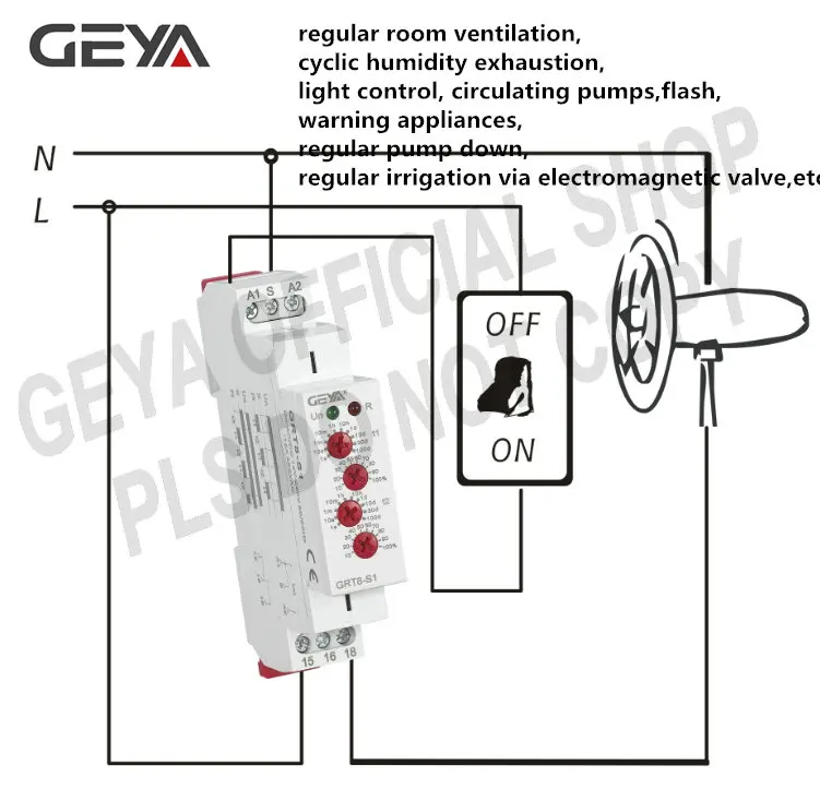 GEYA GRT8-S Asymmetric Cycle Timer Relay SPDT 220V 16A AC/DC12V-240V Electronic Repeat Relay