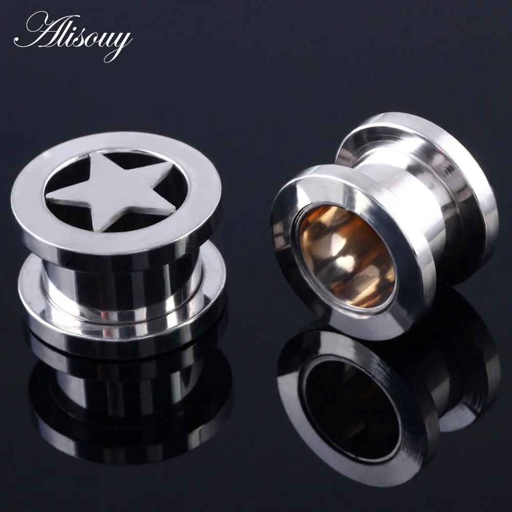 1pc 316L Stainless Steel Ear Plugs and Tunnels Ear Piercings Earlets Screwed Earring Expander Ear Gauges Body Jewelry Piercings