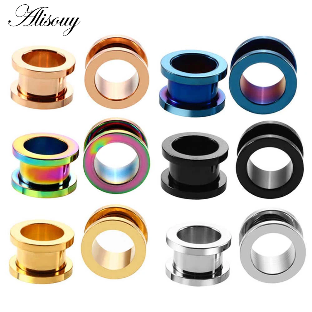 1pc 316L Stainless Steel Ear Plugs and Tunnels Ear Piercings Earlets Screwed Earring Expander Ear Gauges Body Jewelry Piercings