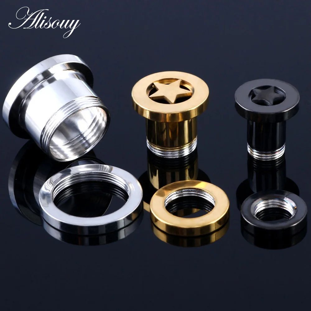 1pc 316L Stainless Steel Ear Plugs and Tunnels Ear Piercings Earlets Screwed Earring Expander Ear Gauges Body Jewelry Piercings