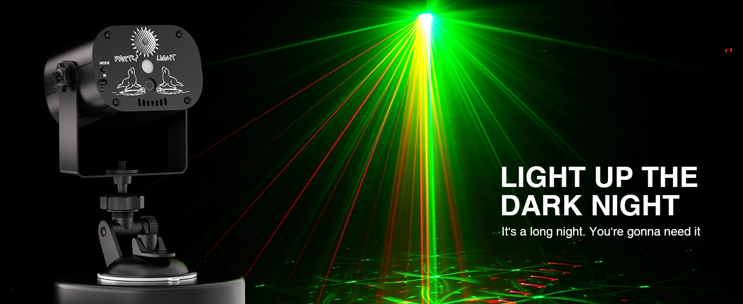 Gwong Mini RG Laser + RGB LED Party Light Remote Control Stage Effect Lighting with Suction Cup for DJ Concert Party Club KTV Disco