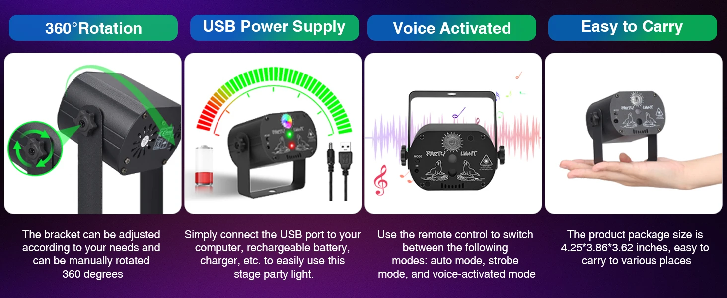 Gwong Mini RG Laser + RGB LED Party Light Remote Control Stage Effect Lighting with Suction Cup for DJ Concert Party Club KTV Disco