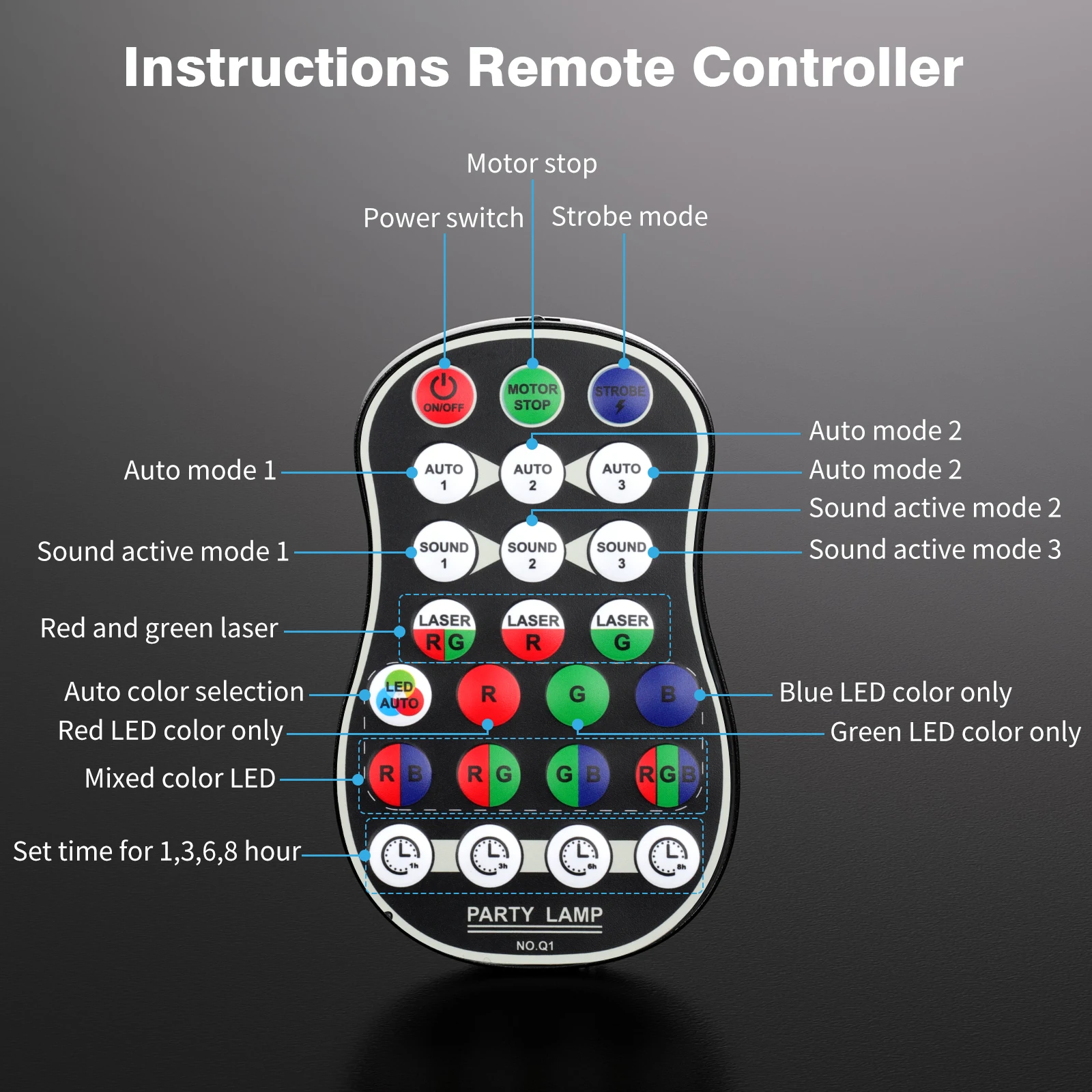 Gwong Mini RG Laser + RGB LED Party Light Remote Control Stage Effect Lighting with Suction Cup for DJ Concert Party Club KTV Disco